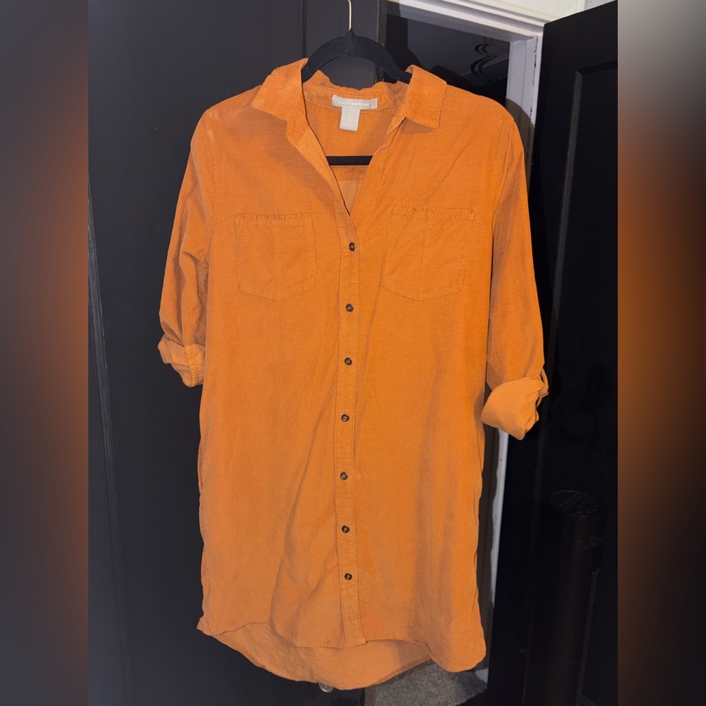 Lucky brand Camel Colored corduroy like button down dress